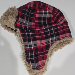 Plaid Red and Black Kids Winter Hat